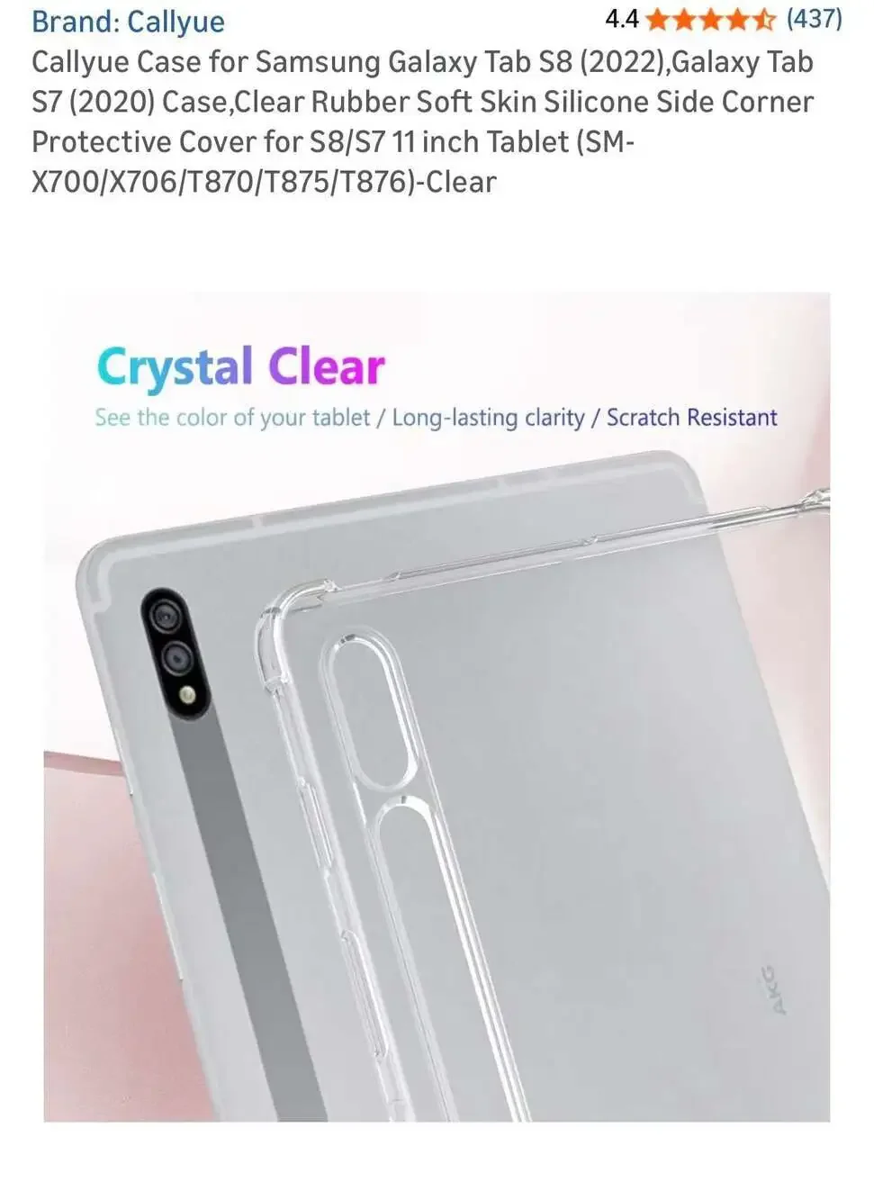 Shockproof Clear TPU Case for Samsung Galaxy Tab S9 S8 S7